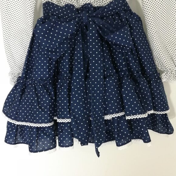 Vintage Miss Quality Girl Ruffled Dress Size 6 Polka Dot Lace Circle 80s Bow - Picture 15 of 15